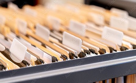 Filling cabinet with files